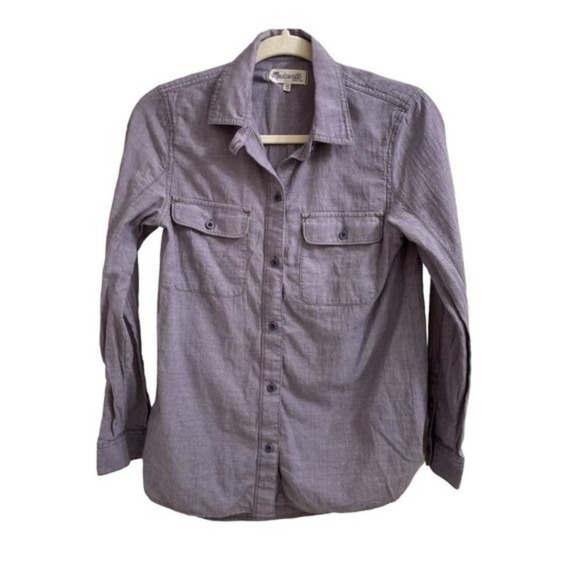 Madewell Purple Button Down Shirt - Picture 1 of 4